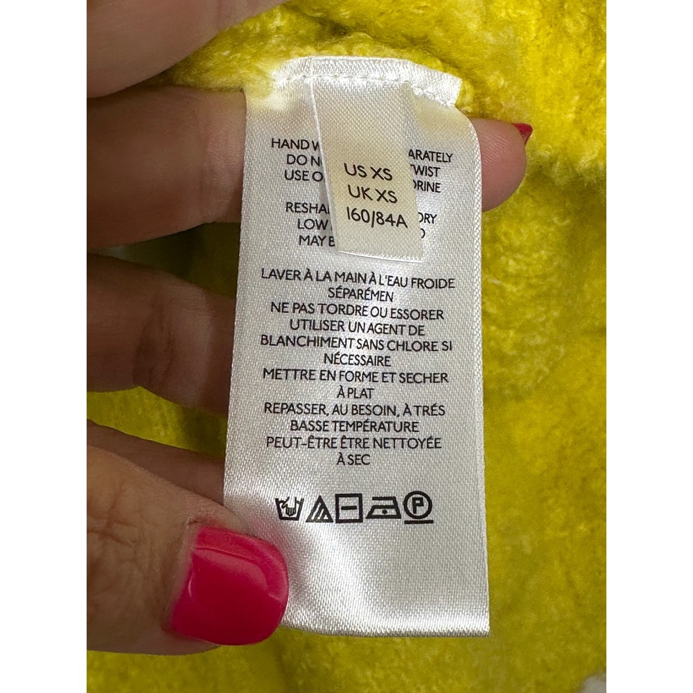Anthropologie Pilcro V-Neck Teddy Sweater Yellow XS Oversized Tunic Pullover - Picture 10 of 12
